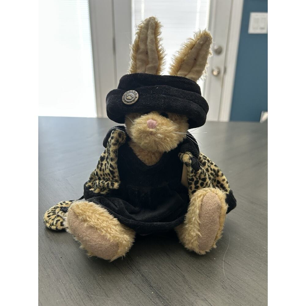 Boyds Bears Plush Emily Babbit Easter Bunny Rabbit Leopard Print Coat/Purse 11”